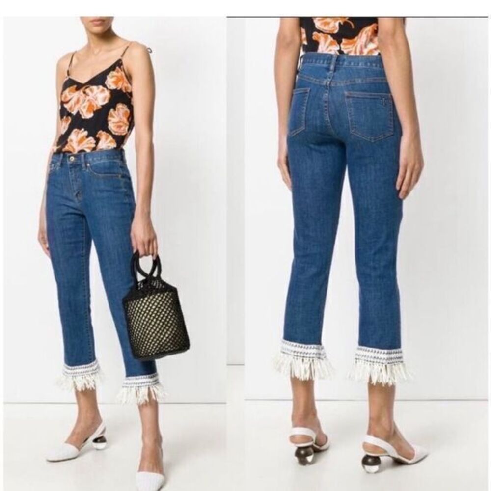Tory Burch mid Rise straight leg cropped jeans size 28 nwt